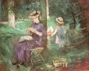 Woman and Child in a Garden - 贝尔特·摩里索特